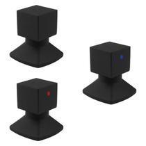 Kit com 3 Acabamentos para Registro C46 Água Quente/fria Black Bl6246 Ducon Metais