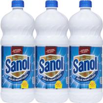 Kit com 3 Água Sanitária com Cloro Ativo Sanol 1L