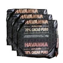 KIT COM 3 - Alfajor Havanna Solito Chocolate 70% Cacao com Doce de Leite 65g