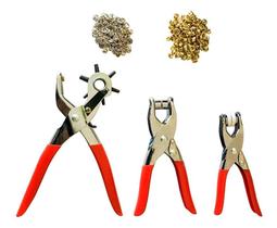 Kit com 3 Alicates 1 Para Furar 1 Aplicar Ilhós 54 1 de Pregar Botão De Metal 35