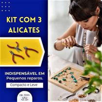 Kit Com 3 Alicates Bico Corte Redondo Bijuteria Pescaria