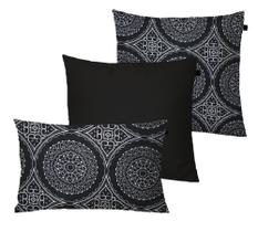 Kit com 3 Almofadas Preto/Branco Kit com 3 Almofadas Preto/Branco