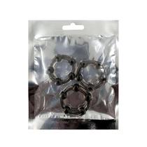 Kit com 3 Anéis de Pressão em Silicone com Esfera Preto