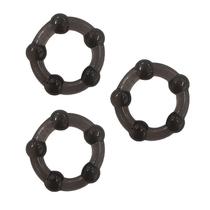 Kit com 3 Anéis Penianos em Silicone com Esfera - Preto