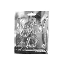 Kit com 3 Anéis Penianos em Silicone com Esfera Transparente