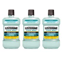 Kit com 3 antisséptico listerine cool mint zero álcool 1,5l