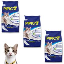 Kit Com 3 Areia Natural Saniária Bianco Granulado Pipicat Natural Para Gatos 1,8Kg Kit Com 3 Areia Natural Saniária Bianco Granulado Pipicat Natural Para Gatos 1,8Kg