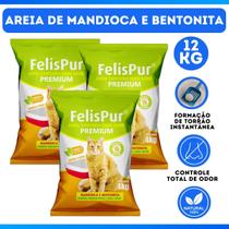 Kit Com 3 Areias de Gato de Mandioca e Bentonita Sem Odor Kit Com 3 Areias de Gato de Mandioca e Bentonita Sem Odor