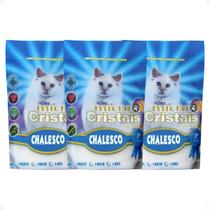 Kit Com 3 Areias Micro Cristais Chalesco 1,8kg Cada Forma Torrões Anti Odor