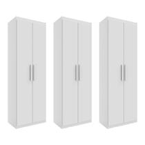 Kit com 3 Armários Multiuso Organizador 02 Portas Rimo Branco