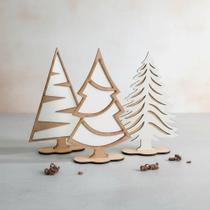 Kit com 3 Árvore de Natal em Mdf de 3mm Pintada Artesanalmente Branca Verde Rose Gold Prata Kit com 3 Árvore de Natal em Mdf de 3mm Pintada Artesanalmente Branca Verde Rose Gold Prata