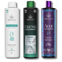 Kit com 3 Ativadores de Cachos 1 litro de Hialurônico + 1 litro de Fresh Crescimento + 1 litro de Açaí da Mazzo Kit com 3 Ativadores de Cachos 1 litro de Hialurônico + 1 litro de Fresh Crescimento + 1 litro de Açaí da Mazzo