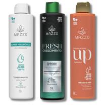 Kit com 3 Ativadores de Cachos 1 litro de Hialurônico + 1 litro de Fresh Crescimento + 1 litro de Hidratação da Mazzo