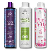Kit com 3 Ativadores de Cachos 1 litro de Maçã Verde + 1 litro de Açaí + 1 litro de Pitaya da Mazzo