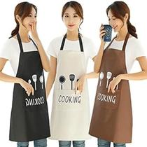 Kit com 3 Avental De Cozinha Poliéster Impermeável 95cm Cores Sortidas com Bolso Frontal Linha Cooking