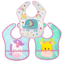 Kit com 3 Babador Introdução Alimentar Refeição do Bebê Bolso Pega Migalhas Fecho Ajustável Buba Kit com 3 Babador Introdução Alimentar Refeição do Bebê Bolso Pega Migalhas Fecho Ajustável Buba