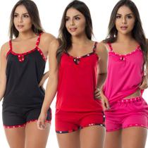 Kit com 3 Baby Doll Malha Conforto Pijama Verão Joice