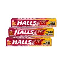 Kit com 3 Bala Halls Cereja 28g cada