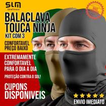 Kit com 3 Balaclava Touca Ninja com proteção UV Motociclista Pesca Ciclismo Militar