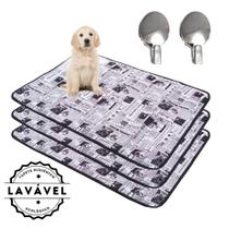 Kit com 3 Banheiro para Cães Tecido Ecológico 100x70 Jornal com ganchos - 200 Lavagens Quality