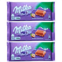 Kit com 3 barras de chocolate importado com avelas crocantes