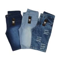 Kit Com 3 Bermuda jeans Masculina Rasgada