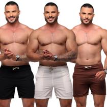 kit Com 3 Bermuda Linho Masculino Premium Short Mauricinho Com Bolso