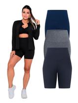 Kit Com 3 Bermuda Short Legging Academia Fitness Feminina