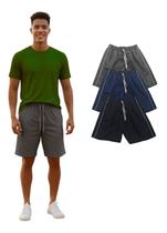 Kit Com 3 Bermuda Tactel Reforçada Masculina Com Elástico