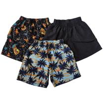 Kit Com 3 Bermudas De Tactel Short Infantil Menino Verão Kit Com 3 Bermudas De Tactel Short Infantil Menino Verão