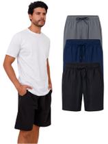 Kit Com 3 Bermudas Esportivas Tactel Masculina - Colorido