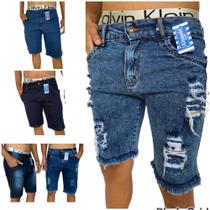 Kit com 3 Bermudas Jeans Masculina Adulta Alta Qualidade