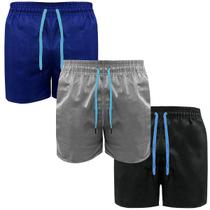 Kit Com 3 Bermudas Praia Verão Masculina Tactel Cordão Azul Kit Com 3 Bermudas Praia Verão Masculina Tactel Cordão Azul