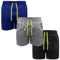 Kit Com 3 Bermudas Praia Verão Masculina Tactel Cordão Verde Kit Com 3 Bermudas Praia Verão Masculina Tactel Cordão Verde