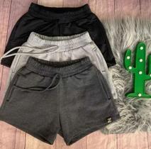 Kit com 3 Bermudas Short Feminino Moletom Adulto