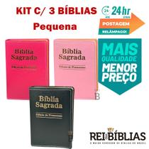 Kit com 3 Bíblias Sagradas Pequena Luxo