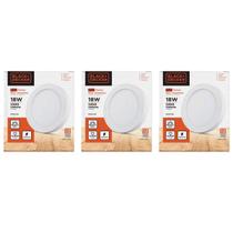 Kit com 3 black & decker painel led slim sobrepor redondo 18w 3000k 100-240v Kit com 3 black & decker painel led slim sobrepor redondo 18w 3000k 100-240v