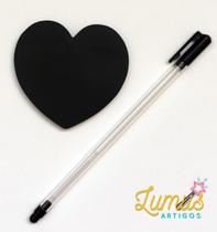 Kit com 3 Blocos de Notas Autoadesivo Coração Preto com Caneta Cor da Tinta:Branco Kit com 3 Blocos de Notas Autoadesivo Coração Preto com Caneta Cor da Tinta:Branco