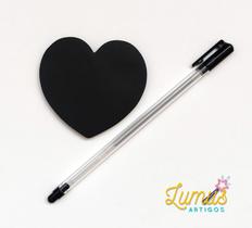 Kit com 3 Blocos de Notas Autoadesivo Coração Preto com Caneta Cor da Tinta:Prateado