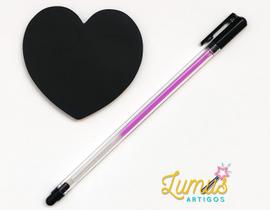 Kit com 3 Blocos de Notas Autoadesivo Coração Preto com Caneta Cor da Tinta:Violeta