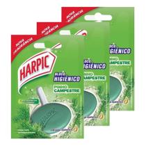 Kit com 3 Blocos Sanitário Pinho Campestre Harpic 26Gr Cada