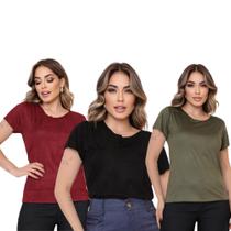 Kit Com 3 Blusas Básico Suede Preço Baixo Promo