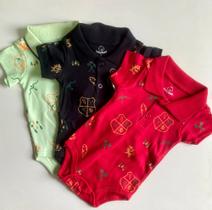 Kit com 3 Body de Bebê Masculino Gola Polo Kit com 3 Body de Bebê Masculino Gola Polo