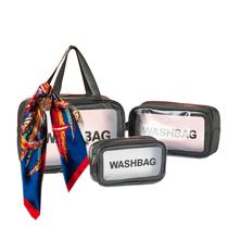 Kit com 3 Bolsas Necessaire Washbag Tamanhos Diferentes + 1 Lenço Cabelo 50x50 Cetim = 4 Produtos Cores Sortidas