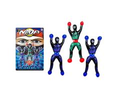Kit com 3 Boneco geleca super ninja que gruda na parede Vip