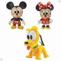 Kit com 3 Bonecos De 12cm Mickey Minnie Pluto 3293 Líder