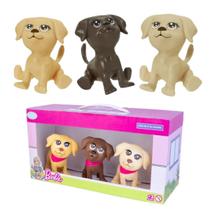 Kit com 3 Bonecos Mini Cachorro Pet Dj Taffy e Honey Barbie Pupee Brinquedo Criança Resistente