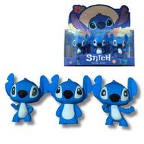 Kit Com 3 Borrachas 3D Stitch Fofa Escolar Azul Sortidas