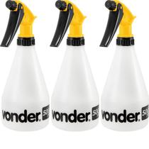 Kit com 3 Borrifador Manual Pulverizador Vonder 500ml Regulável em Spray Jato ou Névoa Jardim, Faxina e Estética Automot
