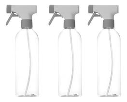 Kit com 3 Borrifadores Spray Multiuso 500ml com Gatilho Refil para Água Álcool Produtos Limpeza Vidros Plantas Pulverizador Reutilizável